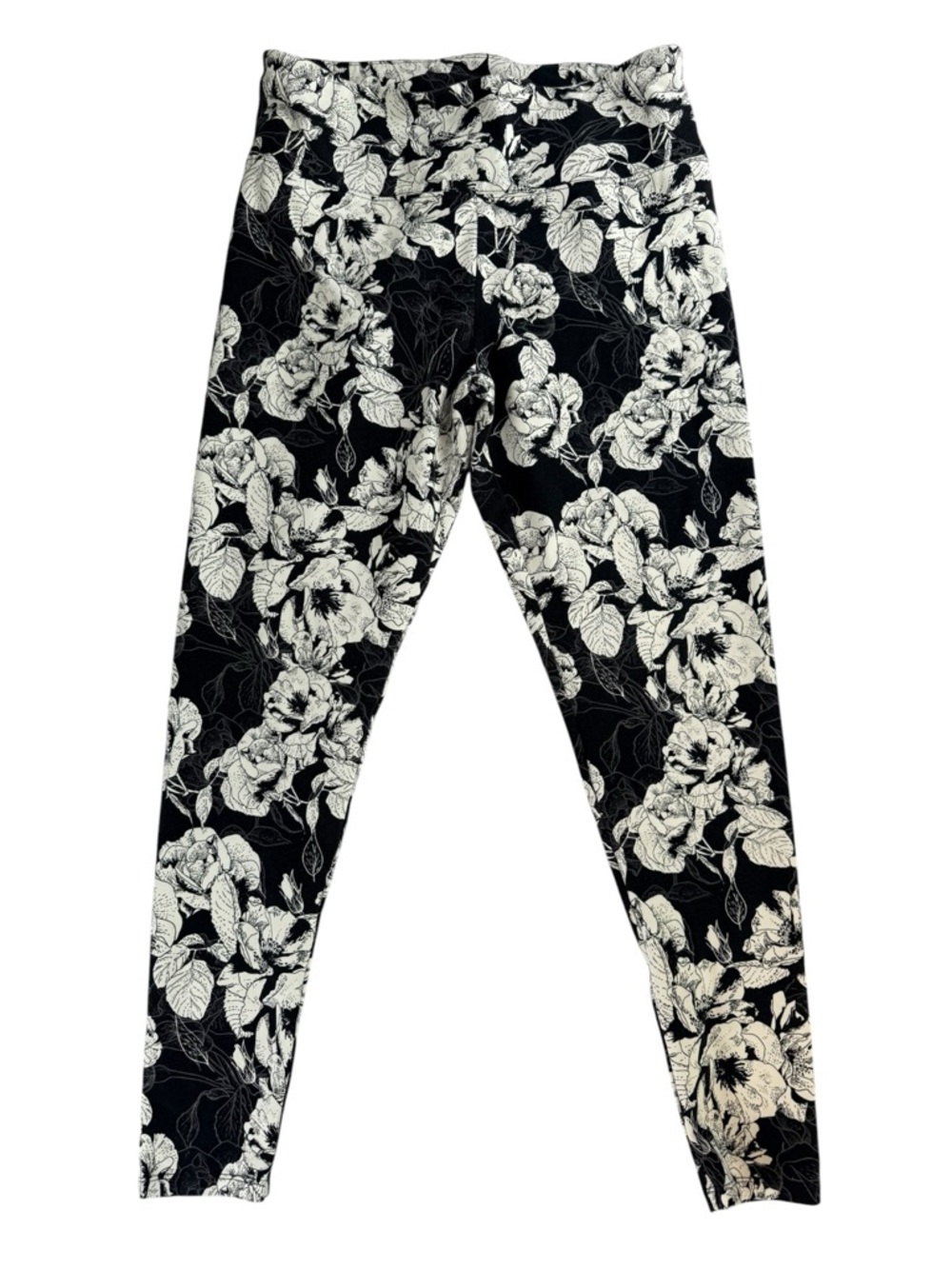 Soft Surroundings Black White Floral Leggings Womens Medium Stretch pant Size M - Picture 3 of 7
